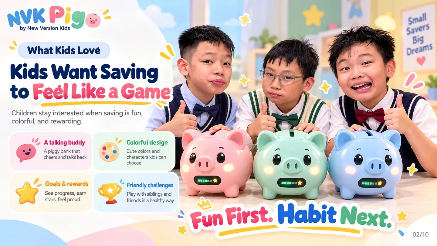 Three New Version Kids presenting NVK Pigo